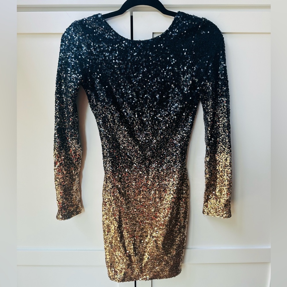 Navy and Gold sequin dress